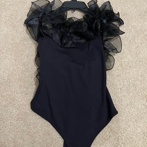 FREE PEOPLE Haute Wired Bodysuit Black Size XS